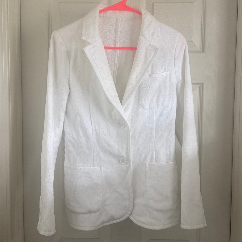 BASK white terrycloth toweling   blazer